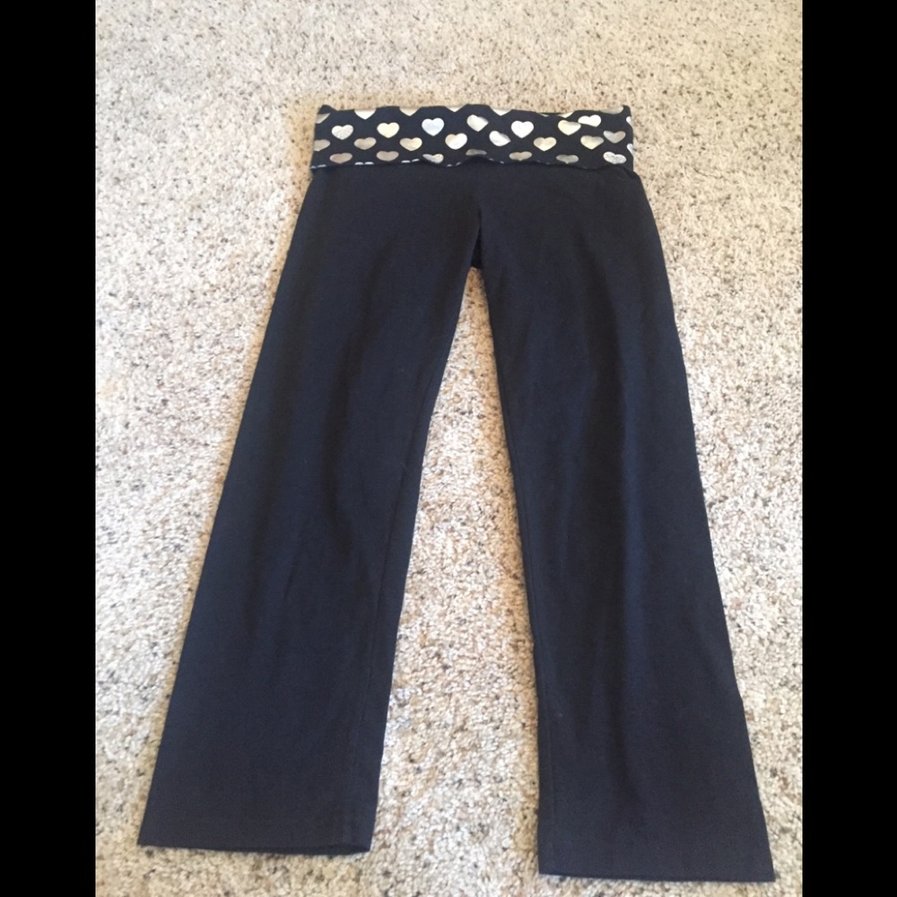 Leggings black with silver hearts